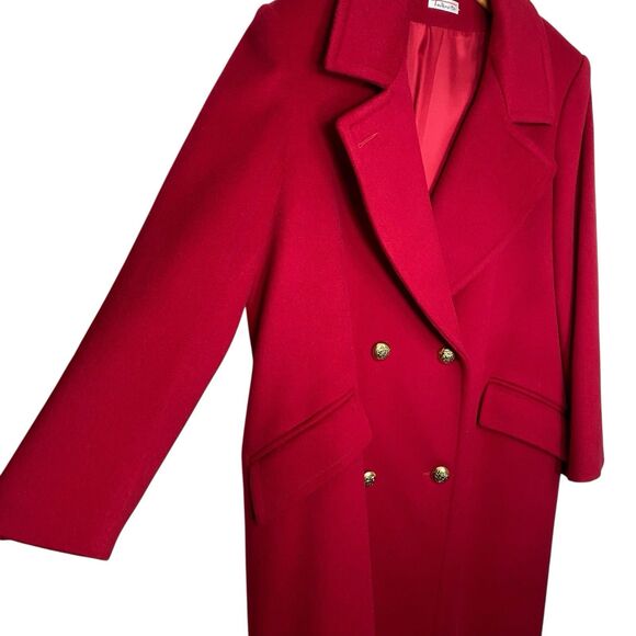 Vtg Talbots Overcoat Womens 20 Red Wool Long Coat Double Breasted USA 80s NWT - Picture 6 of 16